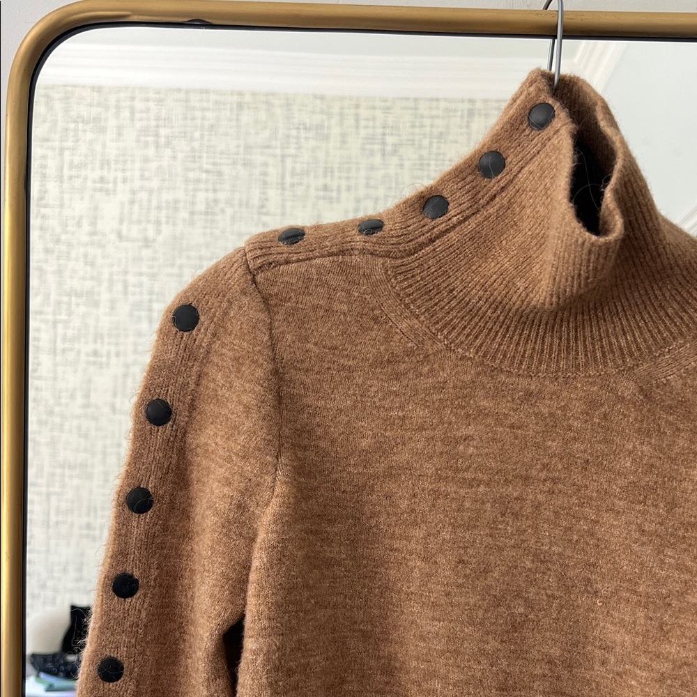 Isabel Marant Camel Button-Trim Turtleneck Sweater - Picture 2 of 8